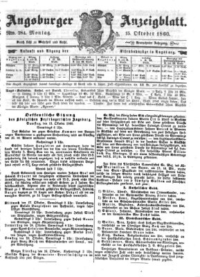 Augsburger Anzeigeblatt Montag 15. Oktober 1860