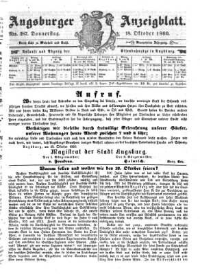 Augsburger Anzeigeblatt Donnerstag 18. Oktober 1860