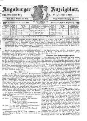 Augsburger Anzeigeblatt Dienstag 23. Oktober 1860