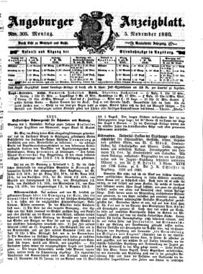 Augsburger Anzeigeblatt Montag 5. November 1860