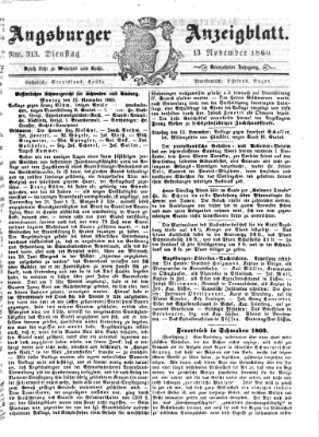 Augsburger Anzeigeblatt Dienstag 13. November 1860