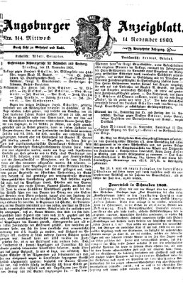 Augsburger Anzeigeblatt Mittwoch 14. November 1860