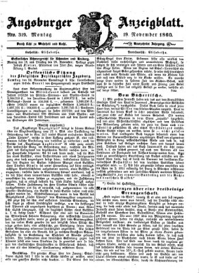 Augsburger Anzeigeblatt Montag 19. November 1860