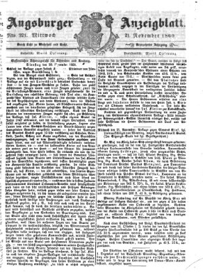 Augsburger Anzeigeblatt Mittwoch 21. November 1860