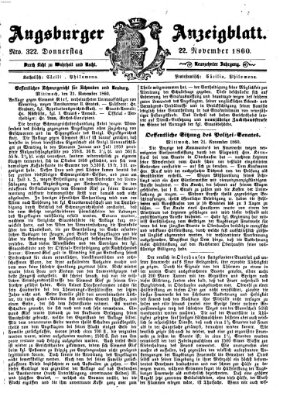 Augsburger Anzeigeblatt Donnerstag 22. November 1860