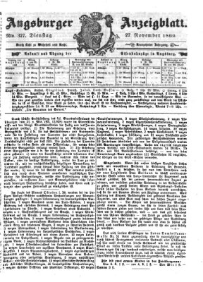 Augsburger Anzeigeblatt Dienstag 27. November 1860