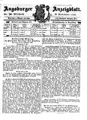 Augsburger Anzeigeblatt Mittwoch 28. November 1860