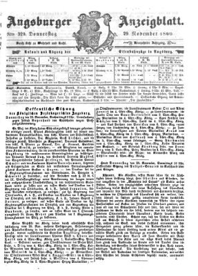 Augsburger Anzeigeblatt Donnerstag 29. November 1860