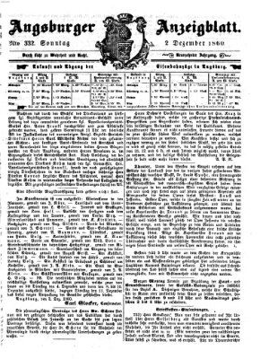 Augsburger Anzeigeblatt Sonntag 2. Dezember 1860