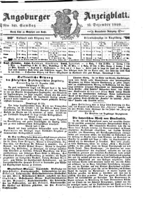 Augsburger Anzeigeblatt Samstag 15. Dezember 1860