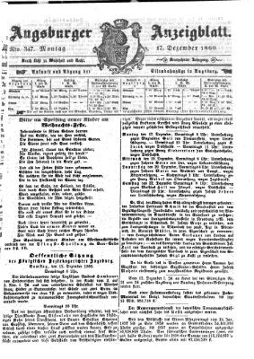 Augsburger Anzeigeblatt Montag 17. Dezember 1860