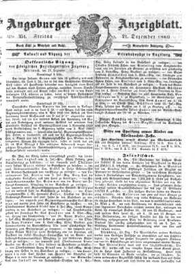 Augsburger Anzeigeblatt Freitag 21. Dezember 1860