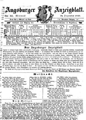 Augsburger Anzeigeblatt Mittwoch 26. Dezember 1860