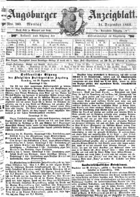 Augsburger Anzeigeblatt Montag 31. Dezember 1860