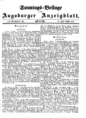 Augsburger Anzeigeblatt Sonntag 8. Juli 1860