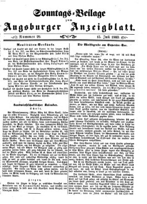 Augsburger Anzeigeblatt Sonntag 15. Juli 1860