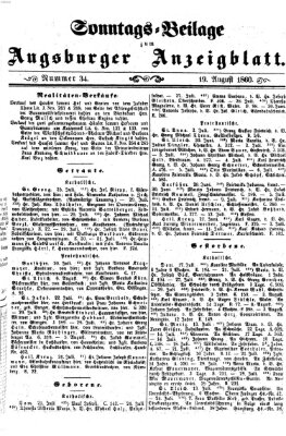 Augsburger Anzeigeblatt Sonntag 19. August 1860