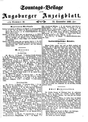 Augsburger Anzeigeblatt Sonntag 23. September 1860