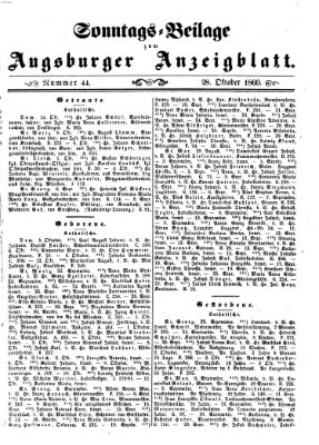 Augsburger Anzeigeblatt Sonntag 28. Oktober 1860