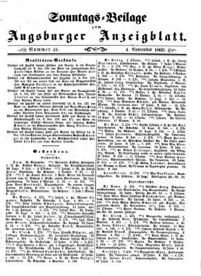 Augsburger Anzeigeblatt Sonntag 4. November 1860