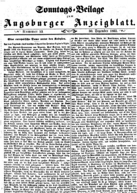 Augsburger Anzeigeblatt Sonntag 30. Dezember 1860