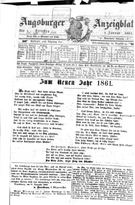 Augsburger Anzeigeblatt Dienstag 1. Januar 1861