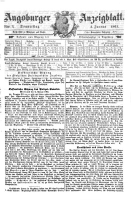 Augsburger Anzeigeblatt Donnerstag 3. Januar 1861