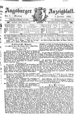 Augsburger Anzeigeblatt Montag 7. Januar 1861