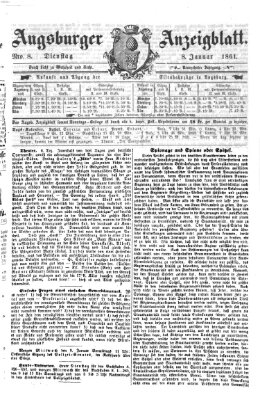 Augsburger Anzeigeblatt Dienstag 8. Januar 1861