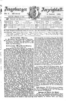 Augsburger Anzeigeblatt Mittwoch 9. Januar 1861