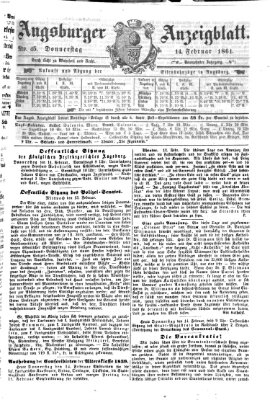 Augsburger Anzeigeblatt Donnerstag 14. Februar 1861