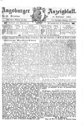 Augsburger Anzeigeblatt Sonntag 17. Februar 1861