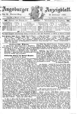 Augsburger Anzeigeblatt Donnerstag 28. Februar 1861