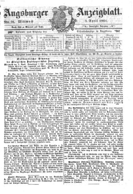 Augsburger Anzeigeblatt Mittwoch 3. April 1861