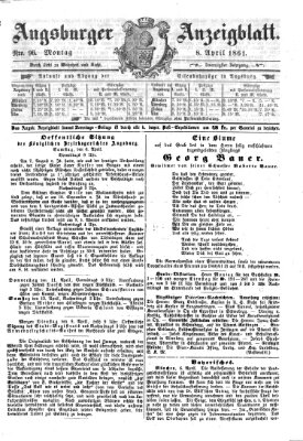 Augsburger Anzeigeblatt Montag 8. April 1861