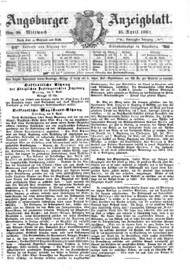 Augsburger Anzeigeblatt Mittwoch 10. April 1861