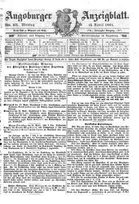 Augsburger Anzeigeblatt Montag 15. April 1861