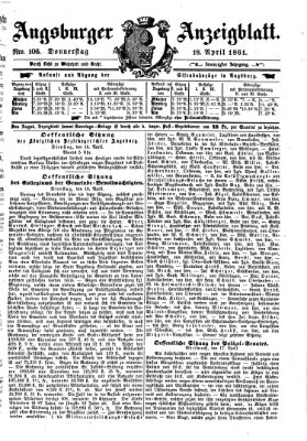 Augsburger Anzeigeblatt Donnerstag 18. April 1861