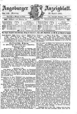 Augsburger Anzeigeblatt Montag 22. April 1861