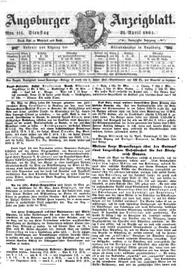 Augsburger Anzeigeblatt Dienstag 23. April 1861