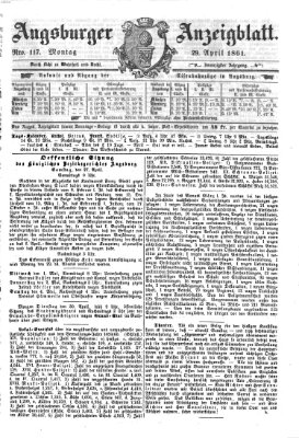 Augsburger Anzeigeblatt Montag 29. April 1861