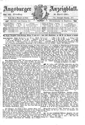 Augsburger Anzeigeblatt Dienstag 30. April 1861