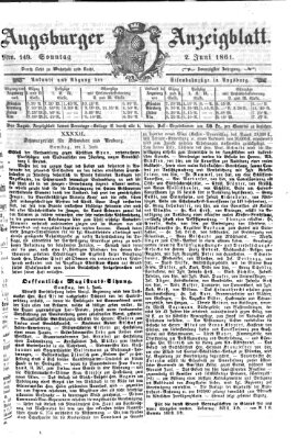 Augsburger Anzeigeblatt Sonntag 2. Juni 1861