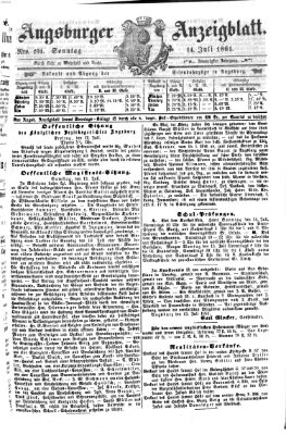 Augsburger Anzeigeblatt Sonntag 14. Juli 1861