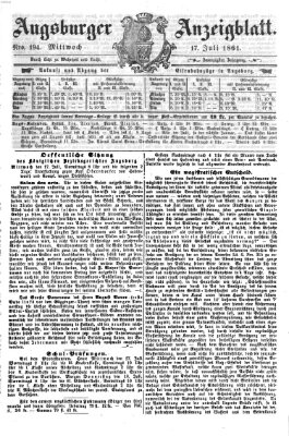 Augsburger Anzeigeblatt Mittwoch 17. Juli 1861