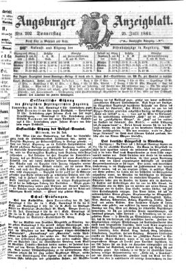 Augsburger Anzeigeblatt Donnerstag 25. Juli 1861