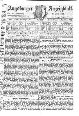 Augsburger Anzeigeblatt Sonntag 28. Juli 1861