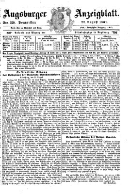 Augsburger Anzeigeblatt Donnerstag 22. August 1861