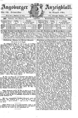 Augsburger Anzeigeblatt Donnerstag 29. August 1861