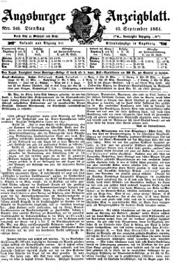 Augsburger Anzeigeblatt Dienstag 10. September 1861